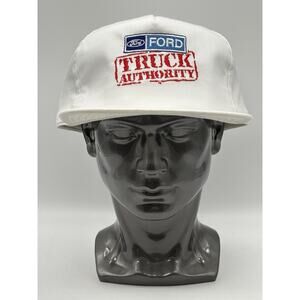 Ford Truck Authority Vintage White Snapback Baseball Hat Cap USA Made VGC